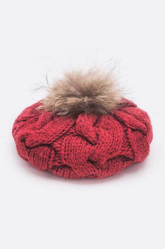 Cotton Cable Knit Large Fur Pom Beanie - Shop Style & More | Fresh Looks, Everyday Deals & Free Shipping