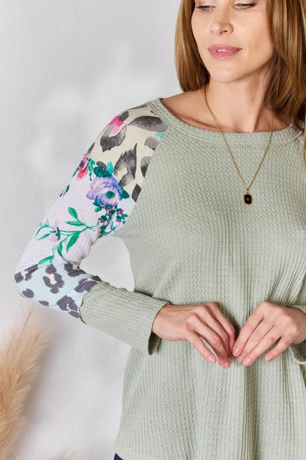 Hailey & Co Full Size Printed Round Neck Blouse - Shop Style & More | Fresh Looks, Everyday Deals & Free Shipping