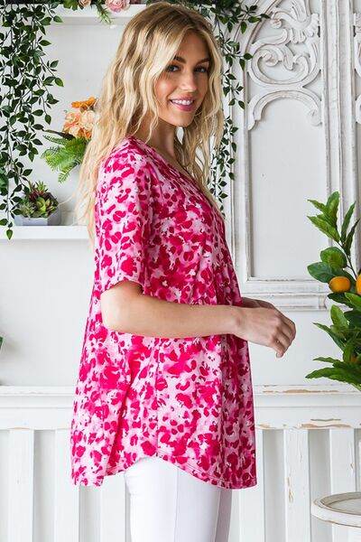 Heimish Full Size Short Sleeve Crisscross Animal Babydoll Top Plus Size - Shop Style & More | Fresh Looks, Everyday Deals & Free Shipping