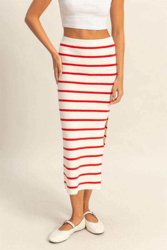 HYFVE Side Slit Striped Bodycon Sweater Skirt - Shop Style & More | Fresh Looks, Everyday Deals & Free Shipping
