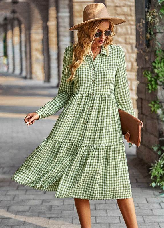 Gingham long sleeve dress - Shop Style & More | Fresh Looks, Everyday Deals & Free Shipping