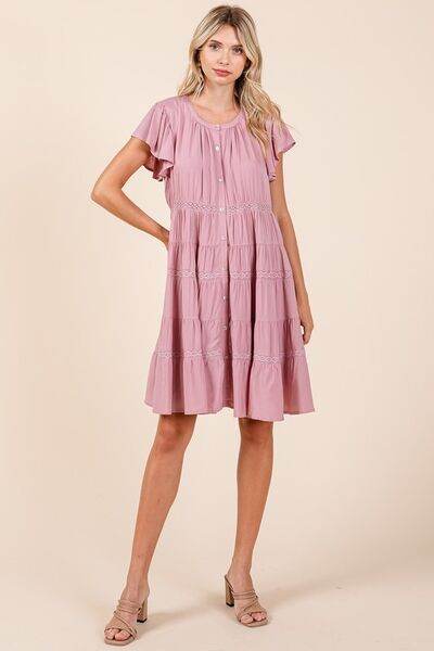 Mittoshop Lace Detail Ruffled Button Down Tiered Dress - Shop Style & More | Fresh Looks, Everyday Deals & Free Shipping