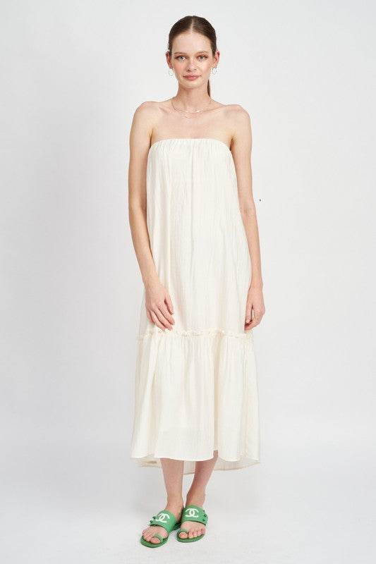 STRAPLESS TIERED MAXI DRESS - Shop Style & More | Fresh Looks, Everyday Deals & Free Shipping