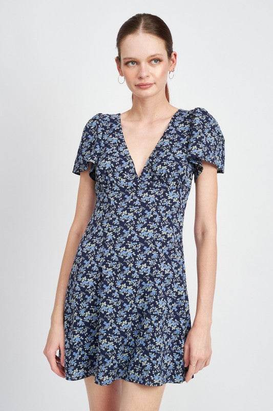 DEEP V NECK FLORAL DRESS - Shop Style & More | Fresh Looks, Everyday Deals & Free Shipping