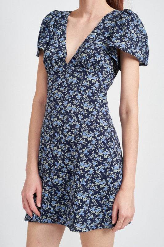 DEEP V NECK FLORAL DRESS - Shop Style & More | Fresh Looks, Everyday Deals & Free Shipping