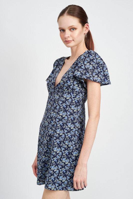 DEEP V NECK FLORAL DRESS - Shop Style & More | Fresh Looks, Everyday Deals & Free Shipping