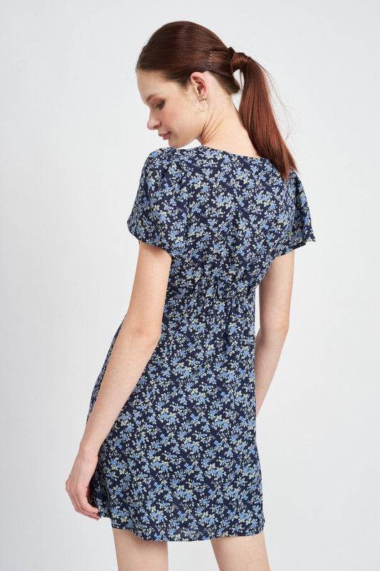 DEEP V NECK FLORAL DRESS - Shop Style & More | Fresh Looks, Everyday Deals & Free Shipping