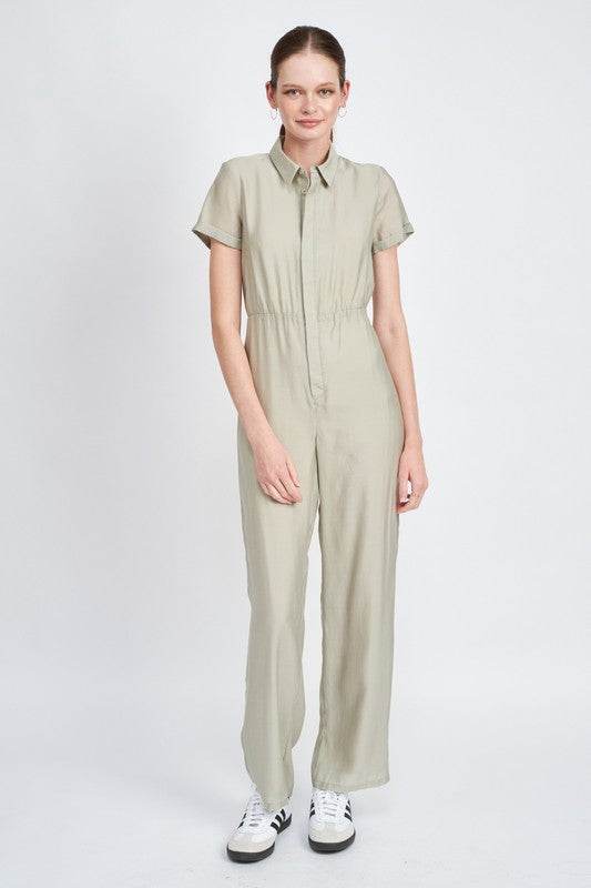 SHORT SLEEVE JUMPSUIT WITH OPEN BACK - Shop Style & More | Fresh Looks, Everyday Deals & Free Shipping