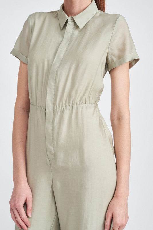 SHORT SLEEVE JUMPSUIT WITH OPEN BACK - Shop Style & More | Fresh Looks, Everyday Deals & Free Shipping
