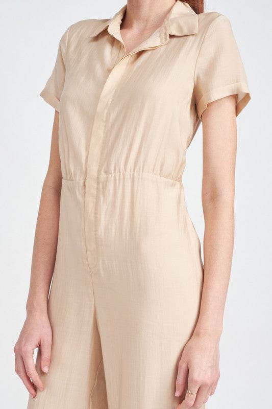 SHORT SLEEVE JUMPSUIT WITH OPEN BACK - Shop Style & More | Fresh Looks, Everyday Deals & Free Shipping