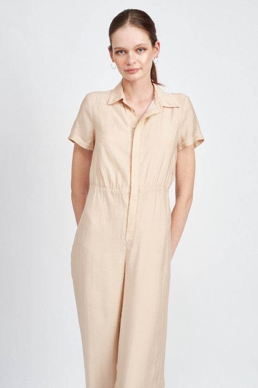 SHORT SLEEVE JUMPSUIT WITH OPEN BACK - Shop Style & More | Fresh Looks, Everyday Deals & Free Shipping