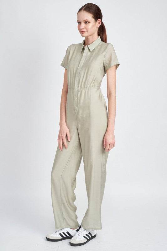 SHORT SLEEVE JUMPSUIT WITH OPEN BACK - Shop Style & More | Fresh Looks, Everyday Deals & Free Shipping