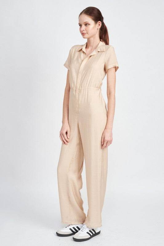 SHORT SLEEVE JUMPSUIT WITH OPEN BACK - Shop Style & More | Fresh Looks, Everyday Deals & Free Shipping