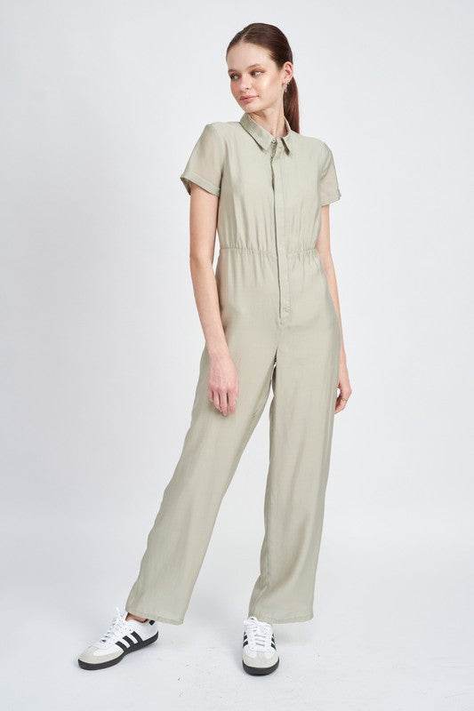 SHORT SLEEVE JUMPSUIT WITH OPEN BACK - Shop Style & More | Fresh Looks, Everyday Deals & Free Shipping