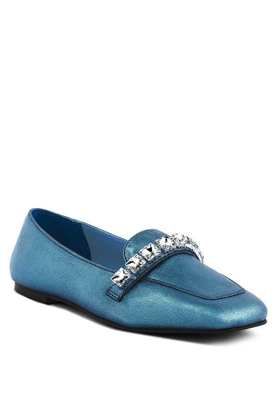 CHURROS Metallic Diamante Leather Loafers - Shop Style & More | Fresh Looks, Everyday Deals & Free Shipping