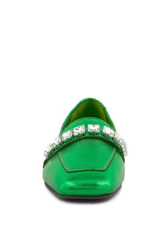 CHURROS Metallic Diamante Leather Loafers - Shop Style & More | Fresh Looks, Everyday Deals & Free Shipping
