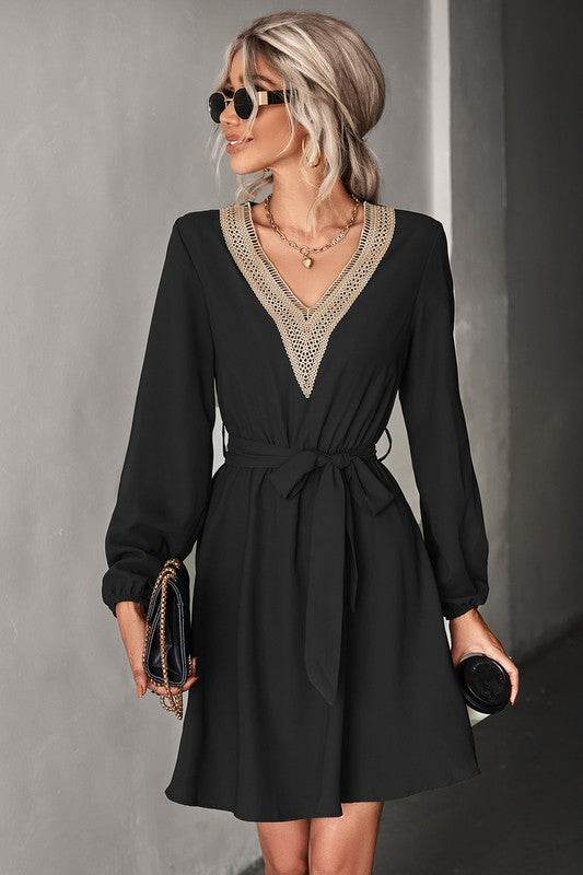 Women's Long Sleeve V Neck Mid Dress - Shop Style & More | Fresh Looks, Everyday Deals & Free Shipping