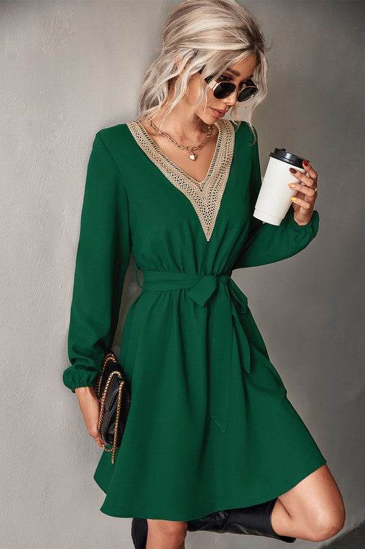 Women's Long Sleeve V Neck Mid Dress - Shop Style & More | Fresh Looks, Everyday Deals & Free Shipping