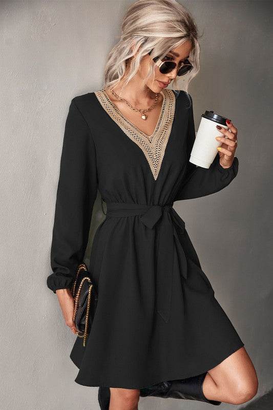 Women's Long Sleeve V Neck Mid Dress - Shop Style & More | Fresh Looks, Everyday Deals & Free Shipping