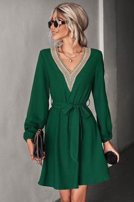 Women's Long Sleeve V Neck Mid Dress - Shop Style & More | Fresh Looks, Everyday Deals & Free Shipping