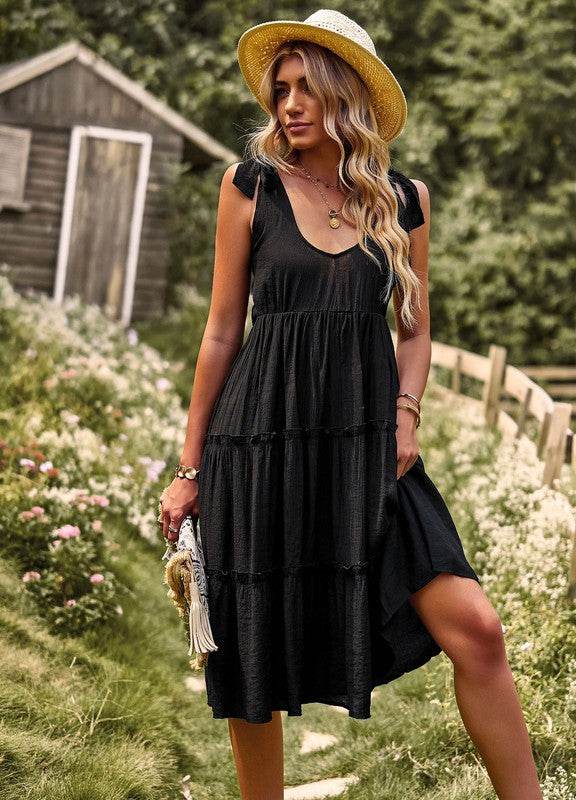 Tiered V neck dress with ties - Shop Style & More | Fresh Looks, Everyday Deals & Free Shipping