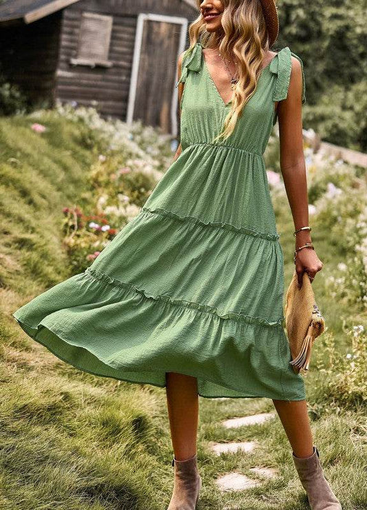 Tiered V neck dress with ties - Shop Style & More | Fresh Looks, Everyday Deals & Free Shipping