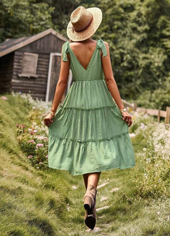 Tiered V neck dress with ties - Shop Style & More | Fresh Looks, Everyday Deals & Free Shipping