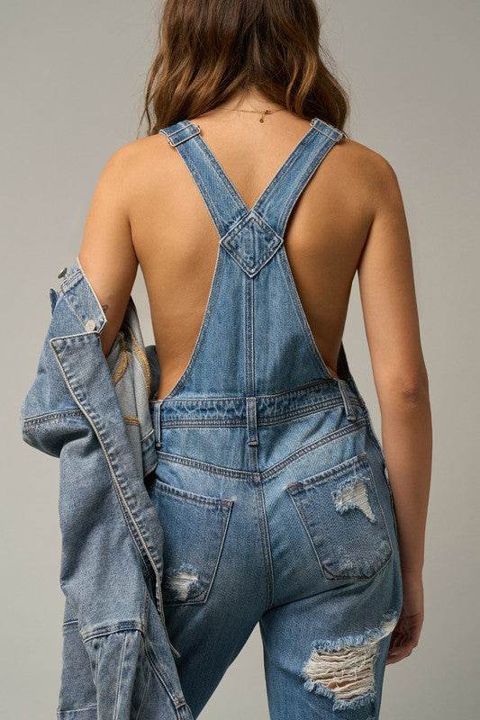 High Waist Heavy Distressed Straight Overalls - Shop Style & More | Fresh Looks, Everyday Deals & Free Shipping