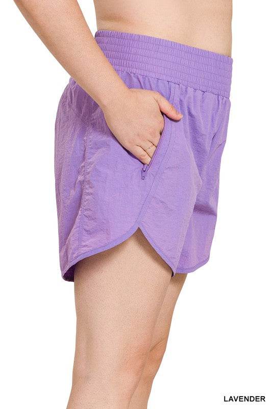 Plus Windbreaker Smocked Waistband Running Shorts - Shop Style & More | Fresh Looks, Everyday Deals & Free Shipping