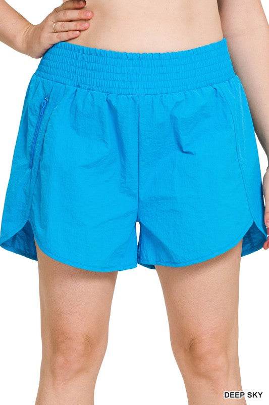 Plus Windbreaker Smocked Waistband Running Shorts - Shop Style & More | Fresh Looks, Everyday Deals & Free Shipping