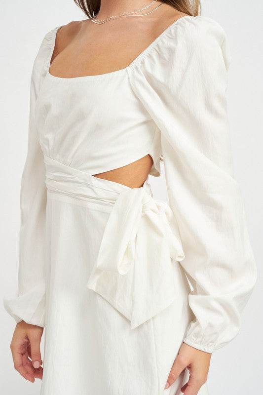 LONG SLEEVE TIE WAIST MINI DRESS - Shop Style & More | Fresh Looks, Everyday Deals & Free Shipping