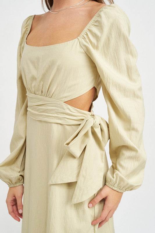 LONG SLEEVE TIE WAIST MINI DRESS - Shop Style & More | Fresh Looks, Everyday Deals & Free Shipping
