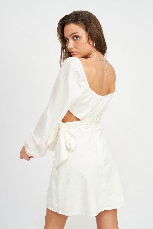 LONG SLEEVE TIE WAIST MINI DRESS - Shop Style & More | Fresh Looks, Everyday Deals & Free Shipping