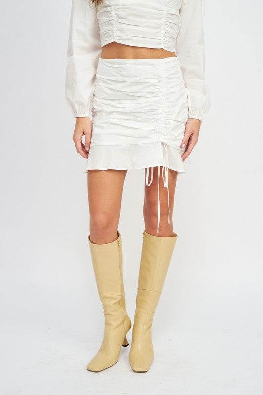 RUCHED HIGH WAISTED MINI SKIRT - Shop Style & More | Fresh Looks, Everyday Deals & Free Shipping