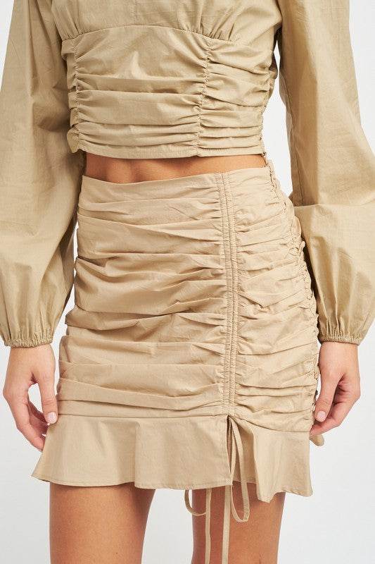 RUCHED HIGH WAISTED MINI SKIRT - Shop Style & More | Fresh Looks, Everyday Deals & Free Shipping