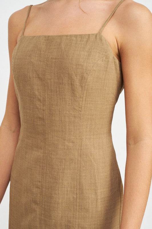 SPAGHETTI STRAP MIDI DRESS WITH SLIT - Shop Style & More | Fresh Looks, Everyday Deals & Free Shipping
