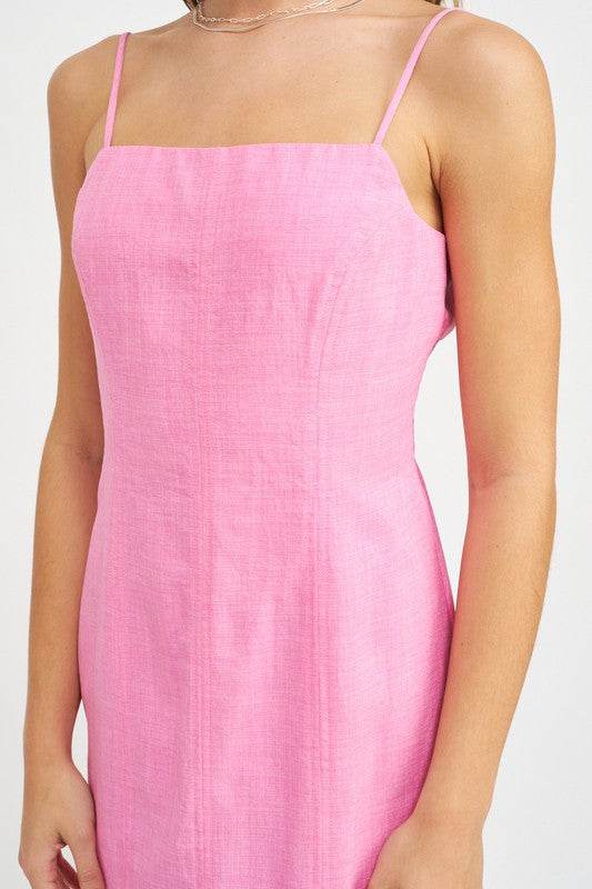 SPAGHETTI STRAP MIDI DRESS WITH SLIT - Shop Style & More | Fresh Looks, Everyday Deals & Free Shipping