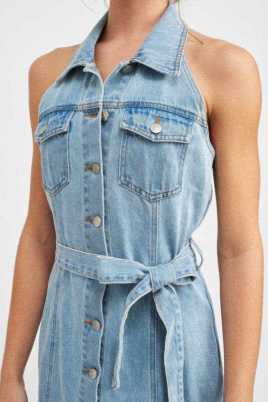 BUTTON DOWN DENIM MINI DRESS WITH BELT - Shop Style & More | Fresh Looks, Everyday Deals & Free Shipping