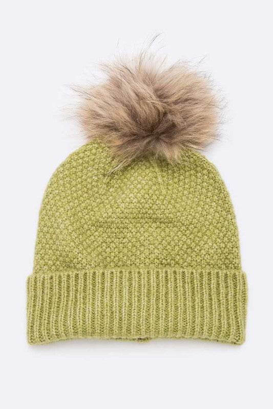 Large Natural Fur Pom Soft Beanie - Shop Style & More | Fresh Looks, Everyday Deals & Free Shipping