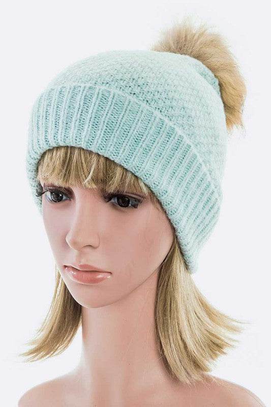 Large Natural Fur Pom Soft Beanie - Shop Style & More | Fresh Looks, Everyday Deals & Free Shipping