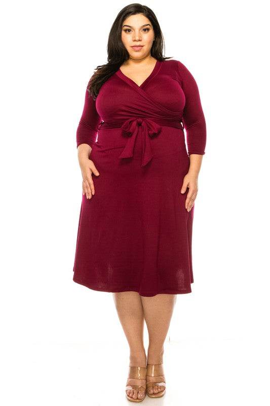 Plus size, solid faux wrap dress - Shop Style & More | Fresh Looks, Everyday Deals & Free Shipping
