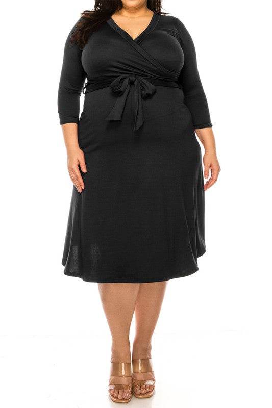 Plus size, solid faux wrap dress - Shop Style & More | Fresh Looks, Everyday Deals & Free Shipping