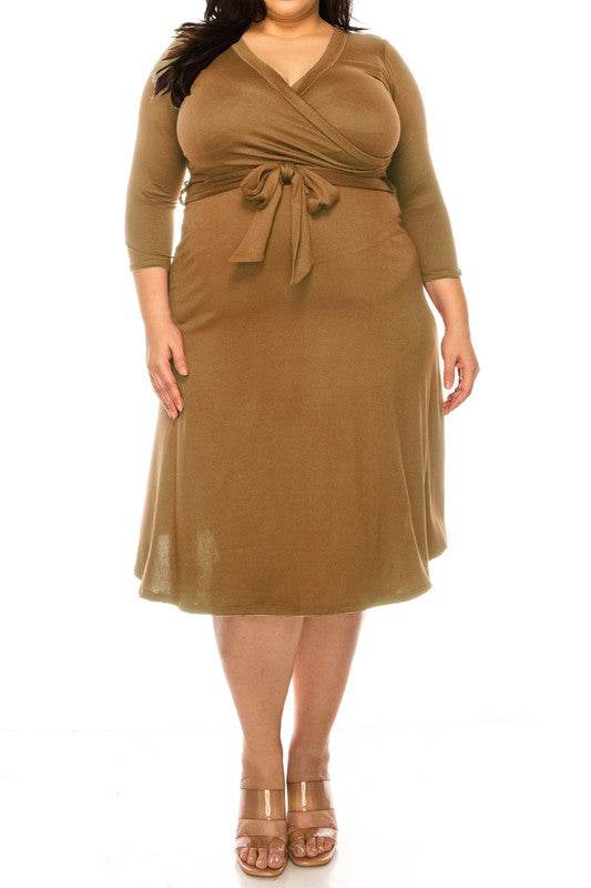 Plus size, solid faux wrap dress - Shop Style & More | Fresh Looks, Everyday Deals & Free Shipping