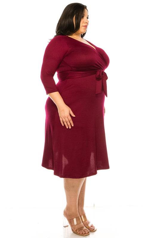 Plus size, solid faux wrap dress - Shop Style & More | Fresh Looks, Everyday Deals & Free Shipping