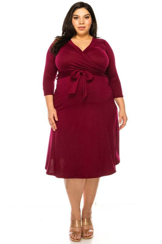 Plus size, solid faux wrap dress - Shop Style & More | Fresh Looks, Everyday Deals & Free Shipping