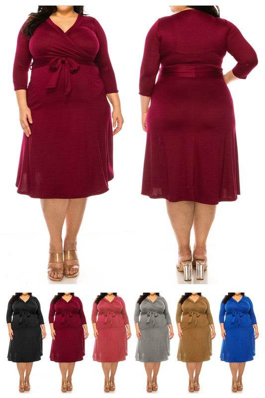 Plus size, solid faux wrap dress - Shop Style & More | Fresh Looks, Everyday Deals & Free Shipping