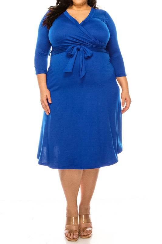 Plus size, solid faux wrap dress - Shop Style & More | Fresh Looks, Everyday Deals & Free Shipping