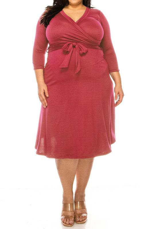 Plus size, solid faux wrap dress - Shop Style & More | Fresh Looks, Everyday Deals & Free Shipping
