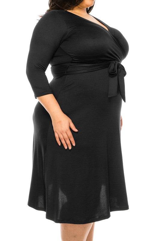 Plus size, solid faux wrap dress - Shop Style & More | Fresh Looks, Everyday Deals & Free Shipping