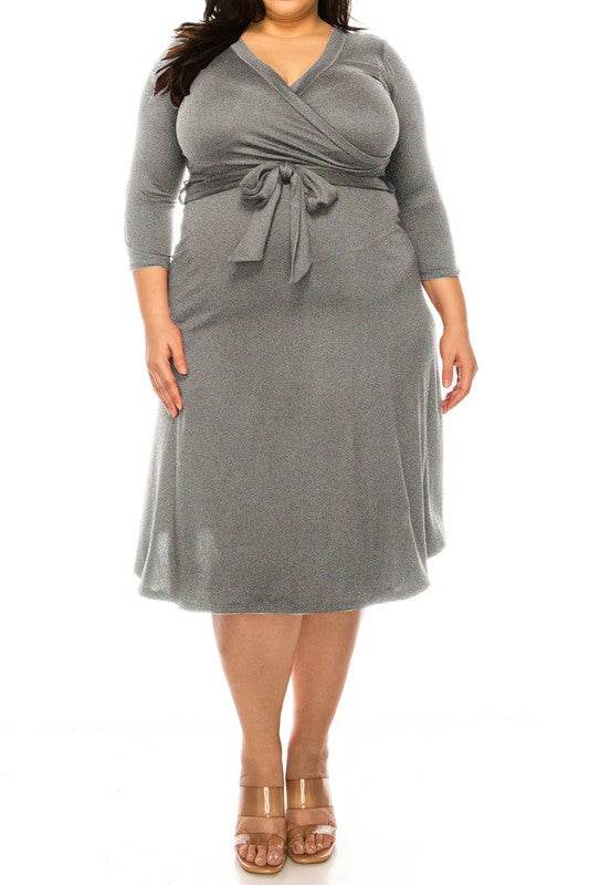 Plus size, solid faux wrap dress - Shop Style & More | Fresh Looks, Everyday Deals & Free Shipping